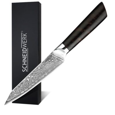 Schneidwerk Allzweckmesser aus Damaststahl mit Griff aus Ebenholz