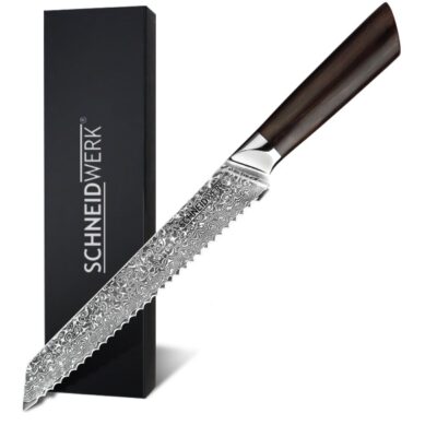Schneidwerk Ebenholz Brotmesser aus Damaststahl mit Griff aus Ebenholz