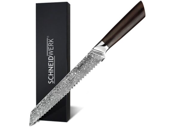 Schneidwerk Ebenholz Brotmesser aus Damaststahl mit Griff aus Ebenholz